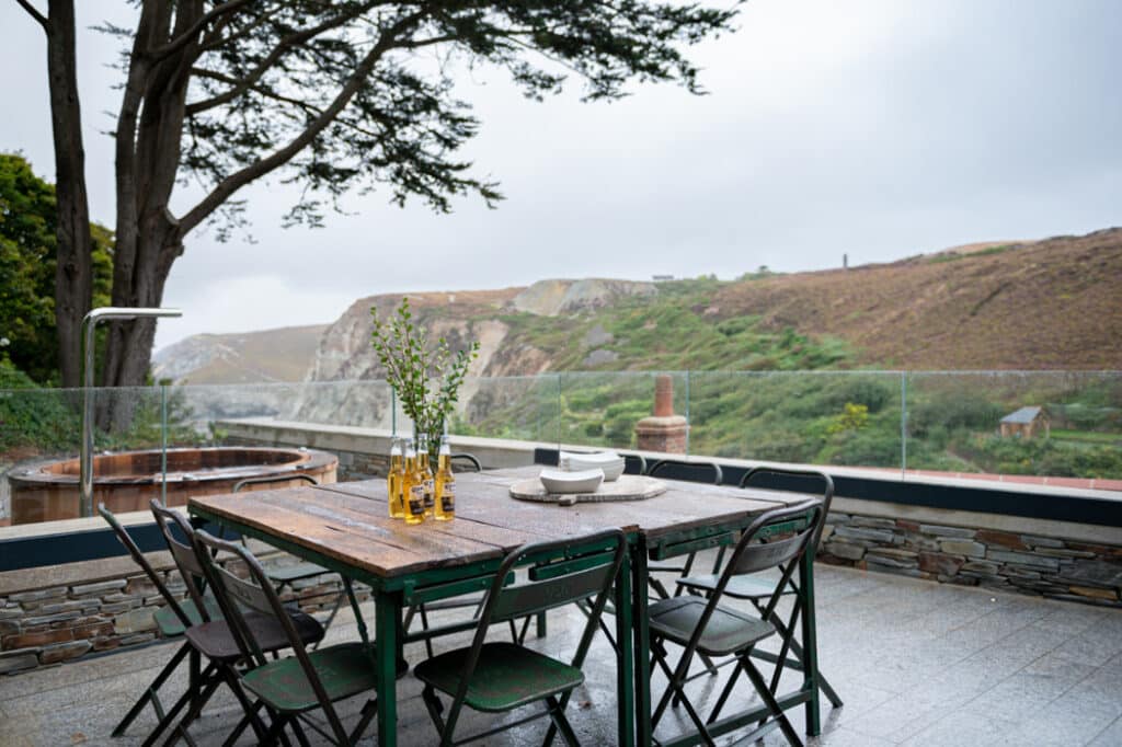 The views from the property are staggering, taking in the cliffs and coastline on the opposite side of the cove