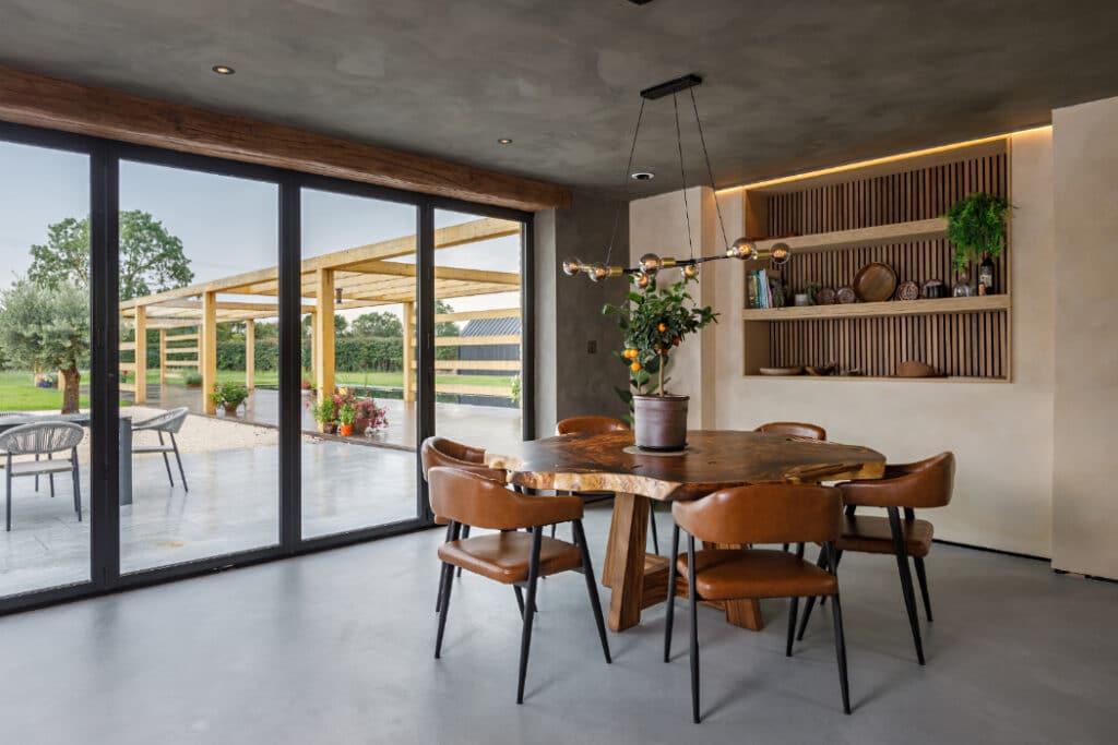 SUNFLEX SF75eco bifold doors in the kitchen of the Lincolnshire Grand Designs project