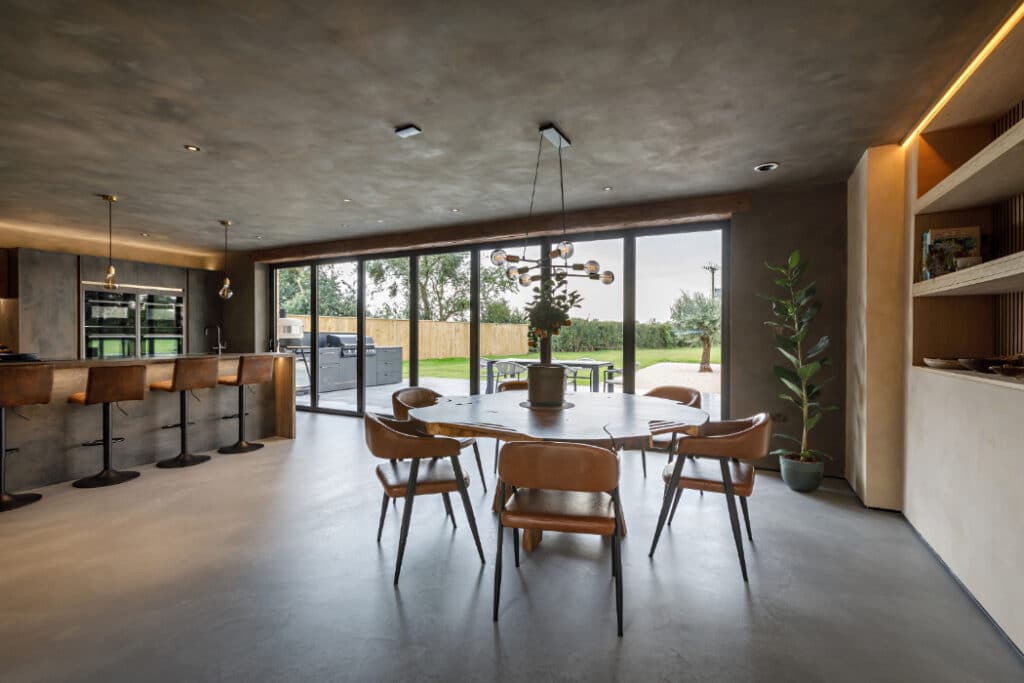 SUNFLEX SF75eco bifold doors in the kitchen of the Lincolnshire Grand Designs project