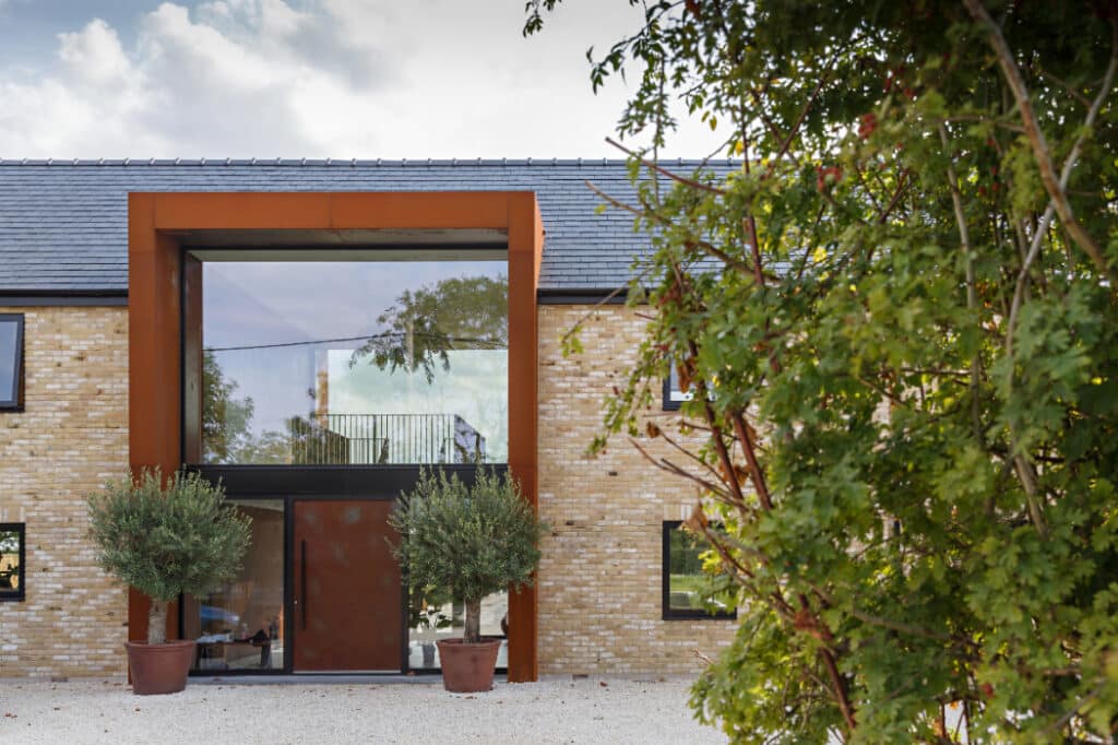 Exterior shot of the large picture window on the Lincolnshire Grand Designs project