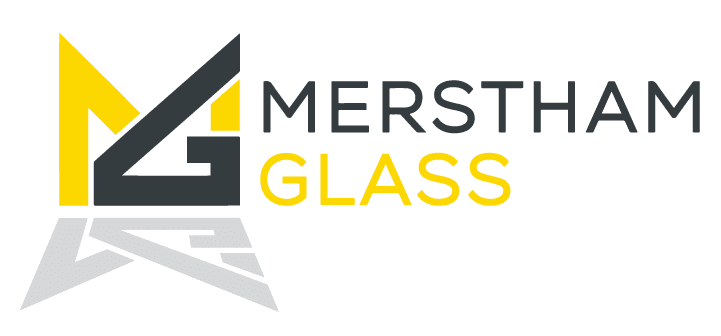 Merstham Glass logo in black and yellow